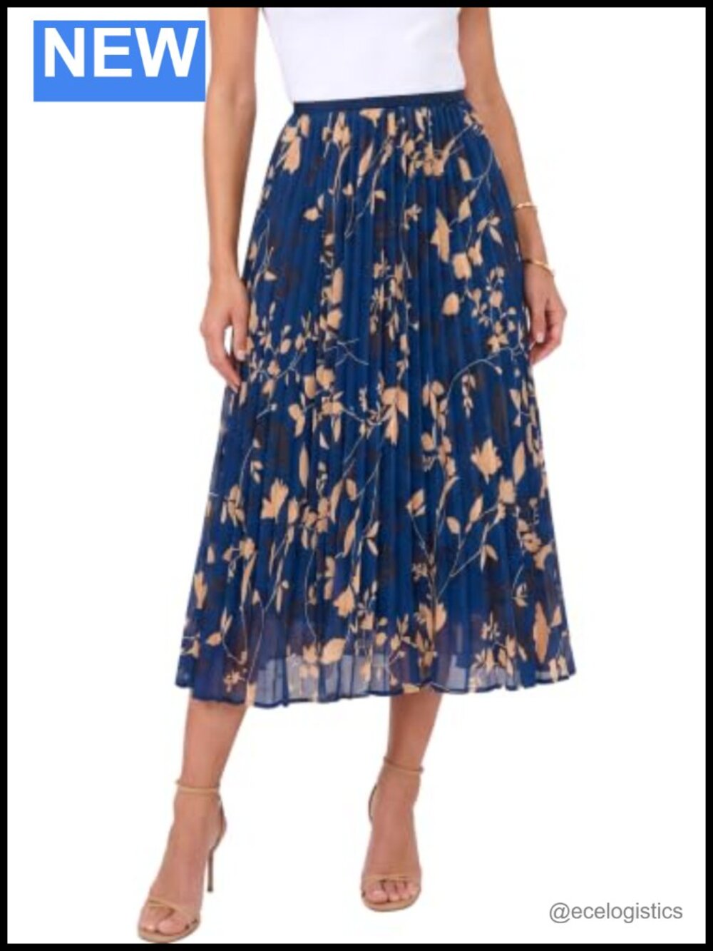 Women's Chiffon A-Line Midi Skirt Pleated High Rise Elastic Waist Fall, 100%